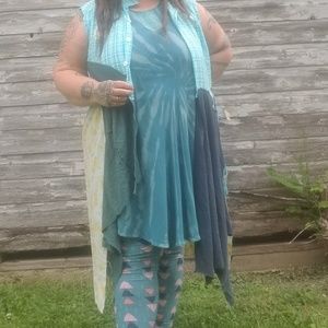 Vintage Plaid floral Shirt Dress Upcycled